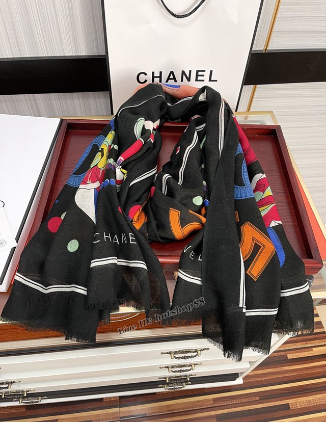 CHANEL專門店新款香奈兒雙c系列羊絨長巾高端女士圍巾披肩 mmyj1468